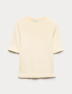 Ribbed Frill Detail Knitted Top
