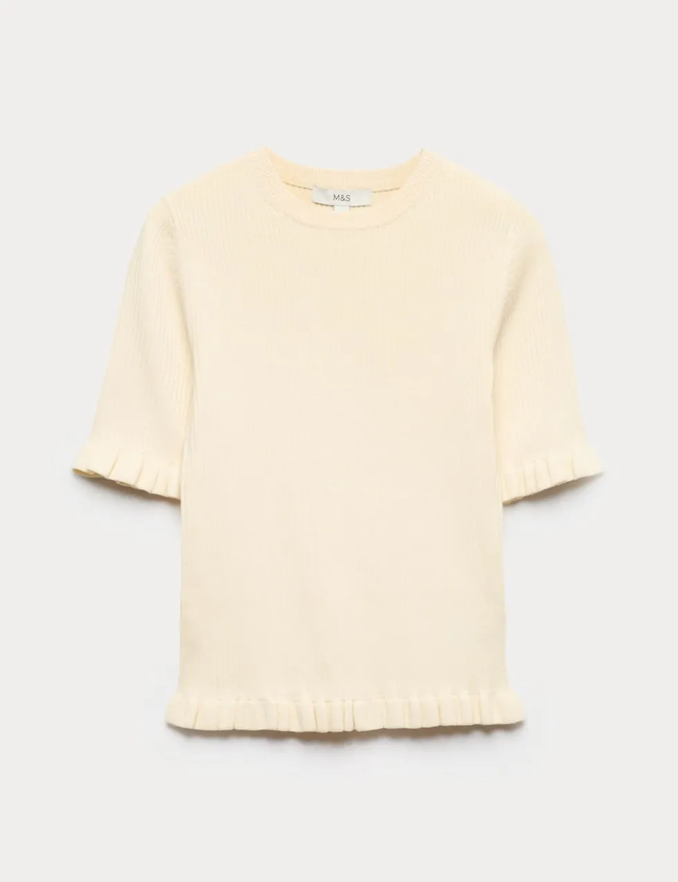 Ribbed Frill Detail Knitted Top