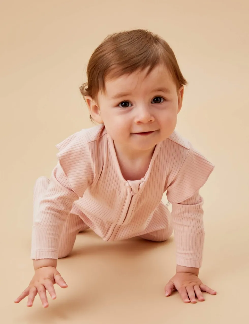 Ribbed Frill Shoulder Zip Sleepsuit (7lbs-24 Mths)