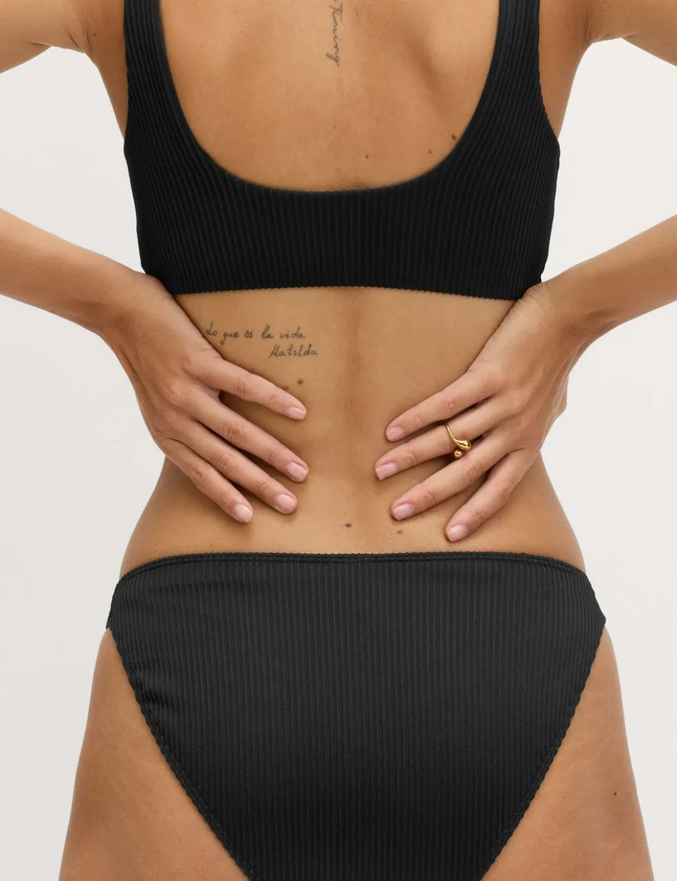 Ribbed High Leg Bikini Bottoms