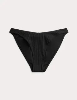 Ribbed High Leg Bikini Bottoms