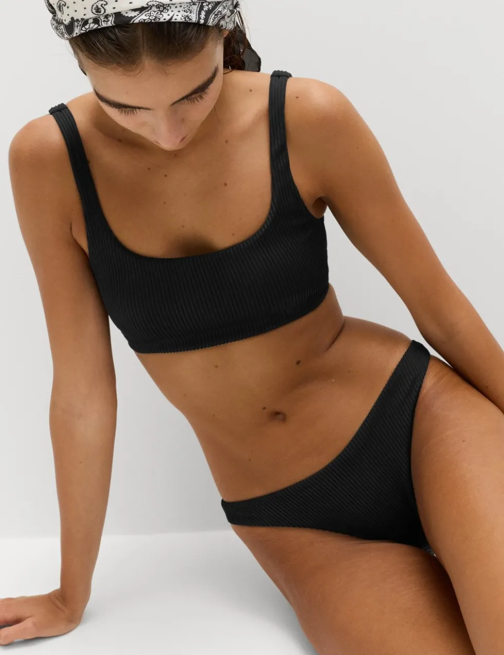Ribbed High Leg Bikini Bottoms