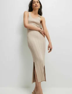 Ribbed Knitted Bodycon Midi Dress