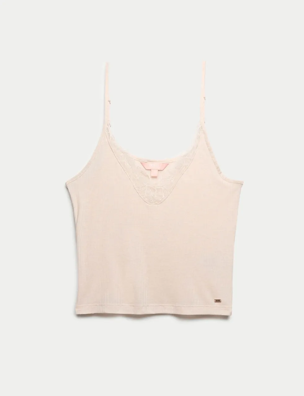 Ribbed Lace Trim Cami Top with Wool