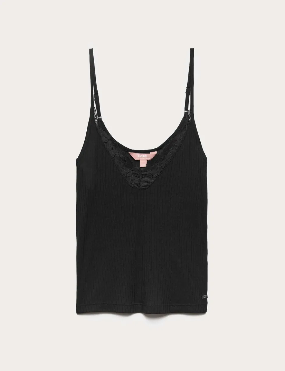 Ribbed Lace Trim Cami Top with Wool