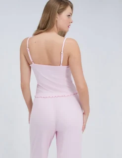 Ribbed Lace Trim Pyjama Set