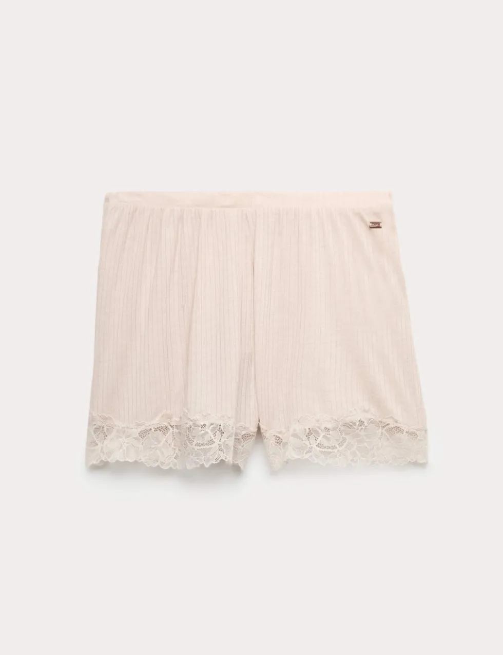 Ribbed Lace Trim Pyjama Shorts with Wool