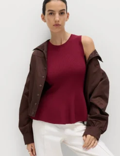 Ribbed Peplum Knitted Vest
