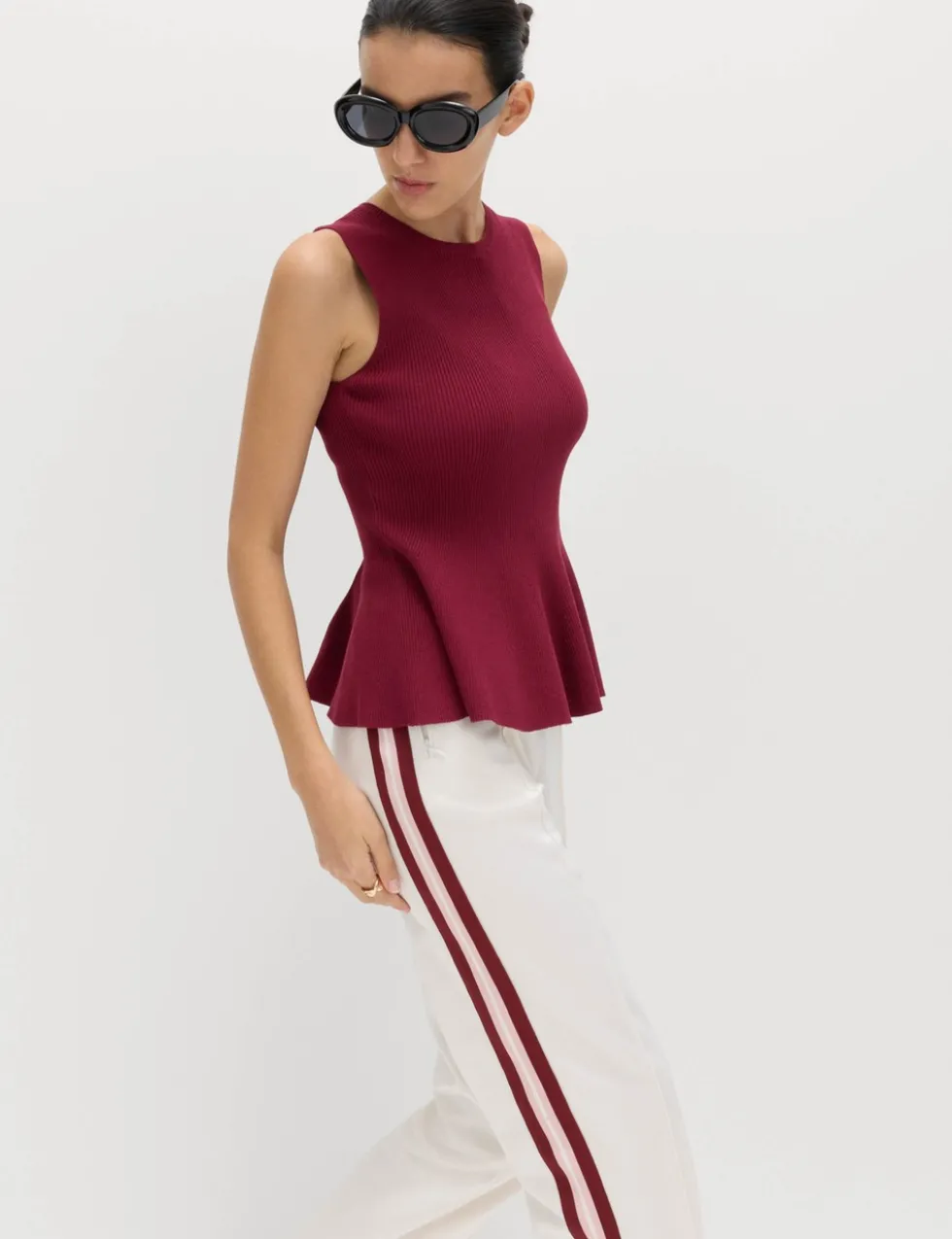 Ribbed Peplum Knitted Vest