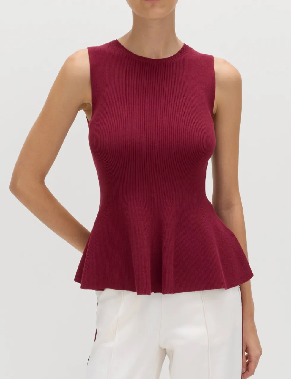 Ribbed Peplum Knitted Vest