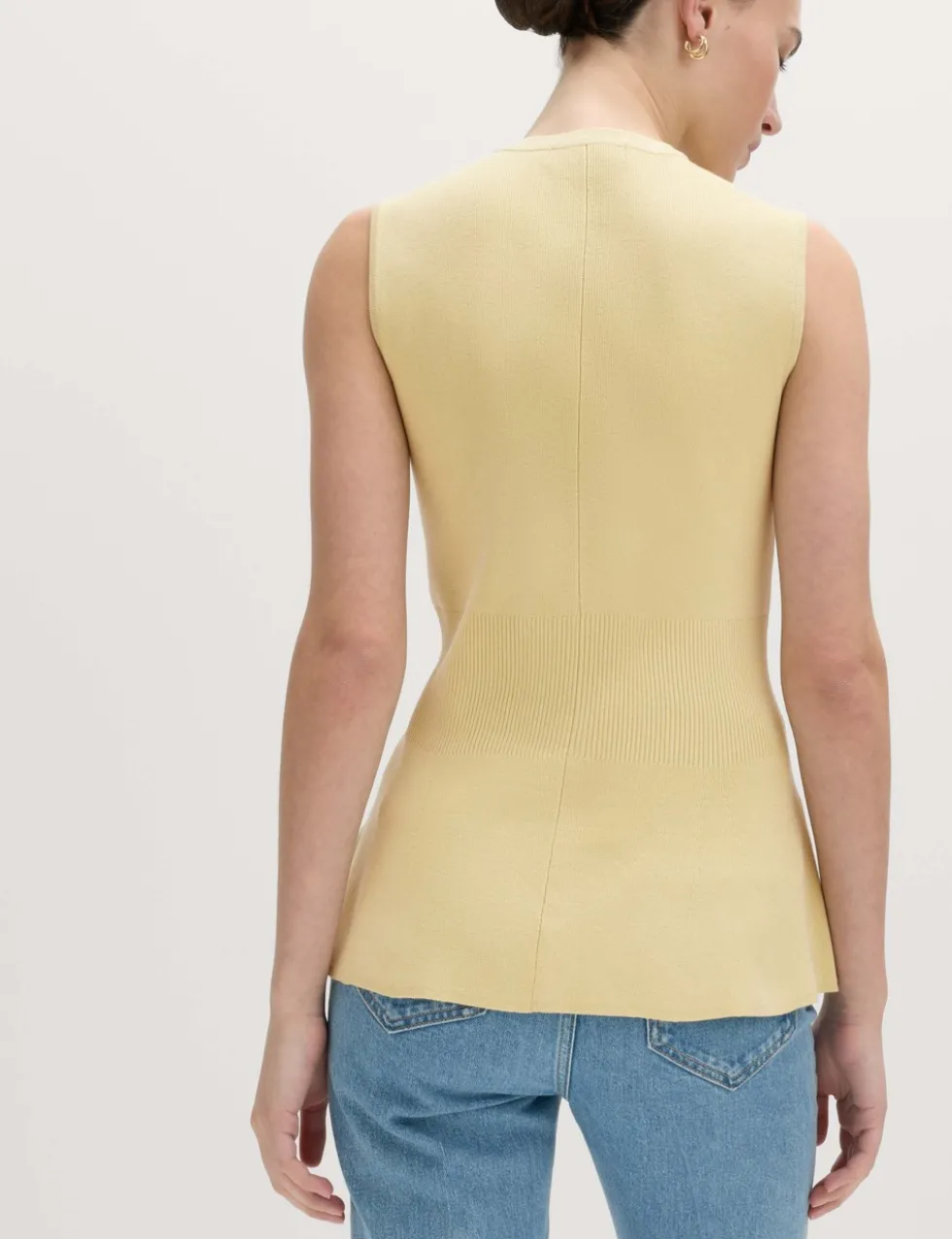 Ribbed Peplum Waisted Knitted Waistcoat