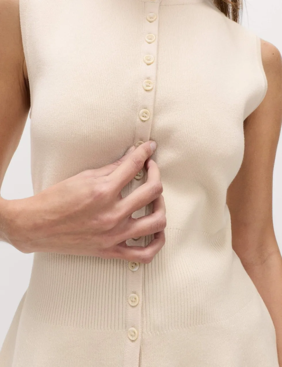 Ribbed Peplum Waisted Knitted Waistcoat