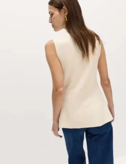 Ribbed Peplum Waisted Knitted Waistcoat