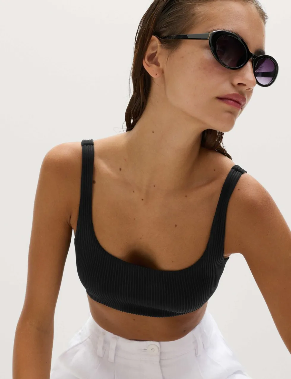 Ribbed Scoop Neck Bikini Top