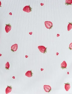 Ribbed Strawberry Print Shortie Set