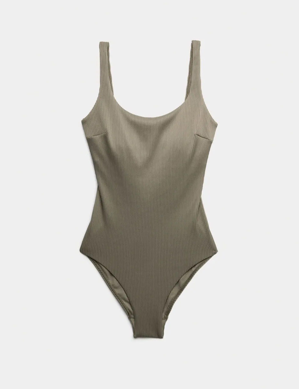 Ribbed Textured Scoop Neck Swimsuit