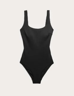 Ribbed Textured Scoop Neck Swimsuit