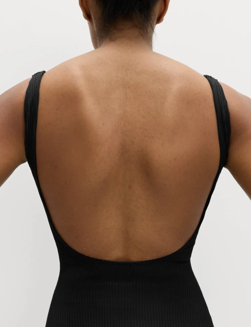 Ribbed Textured Scoop Neck Swimsuit
