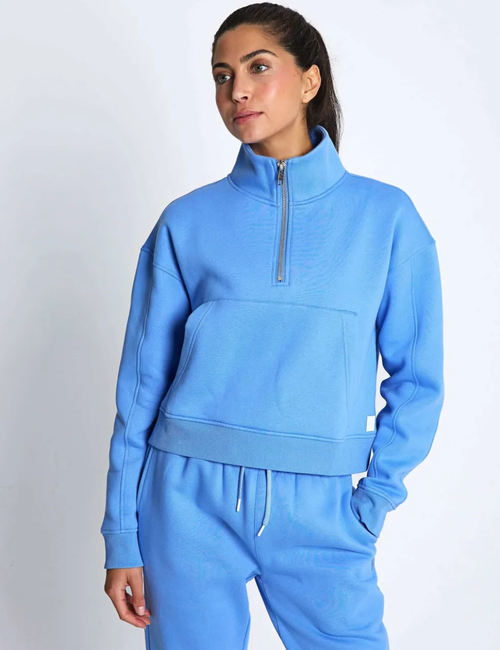 Rihanna Cotton Rich Half Zip Sweat-shirt