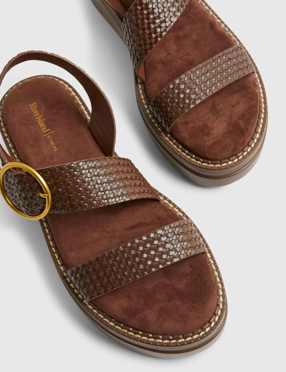 Ring Buckle Slingback Flatform Sandals