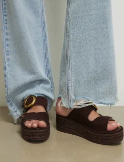 Ring Buckle Strap Wedge Sandals