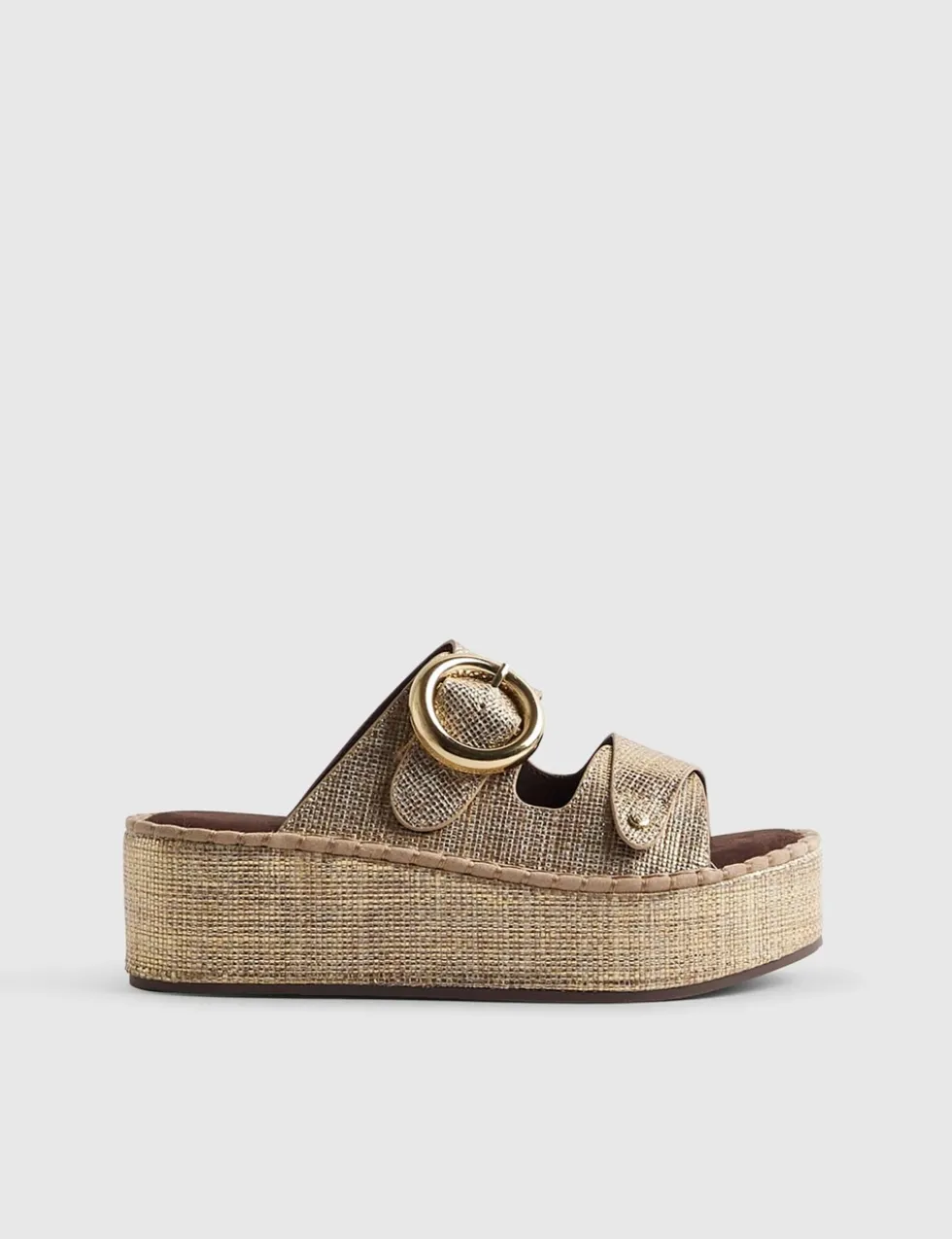 Ring Buckle Strap Wedge Sandals