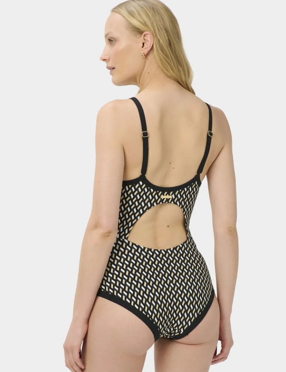 Riviera Geometric Cut Out Scoop Neck Swimsuit