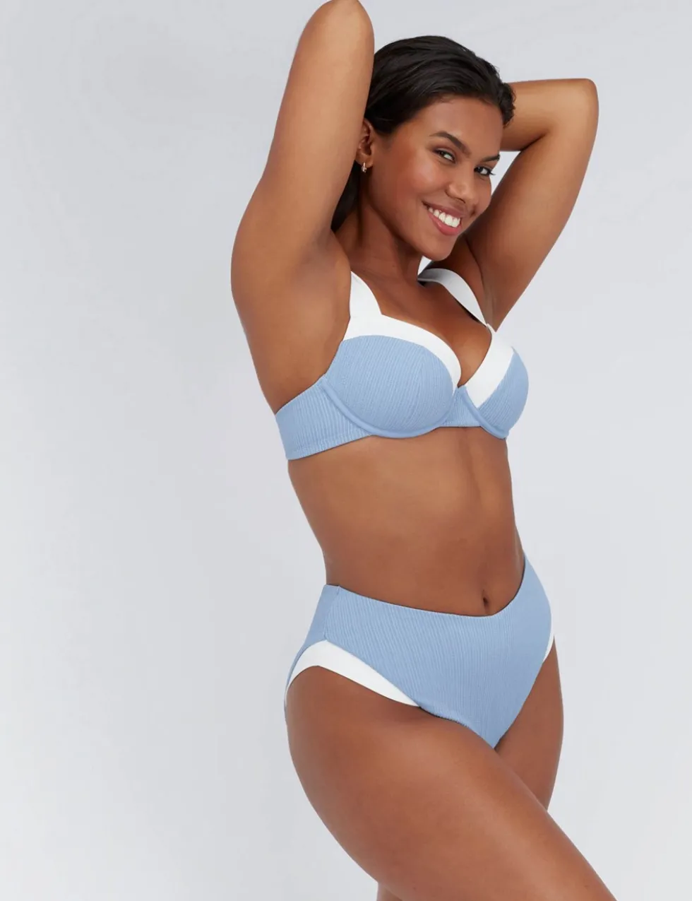 Rivoli High Waisted Ribbed Bikini Bottoms