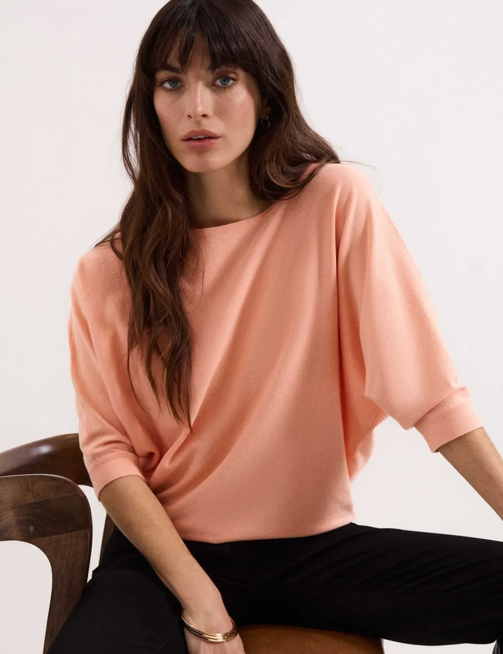 Round Neck Batwing Sleeve Jumper