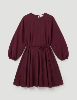Round Neck Blouson Sleeve Mini Skater Dress