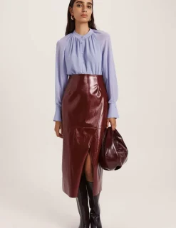 Round Neck Button Through Relaxed Blouse