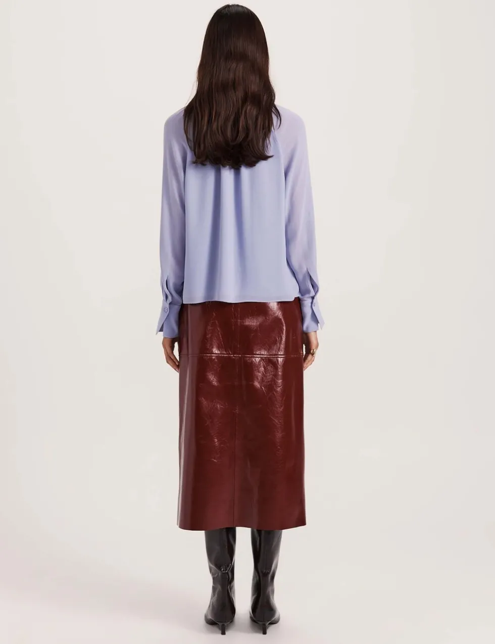 Round Neck Button Through Relaxed Blouse