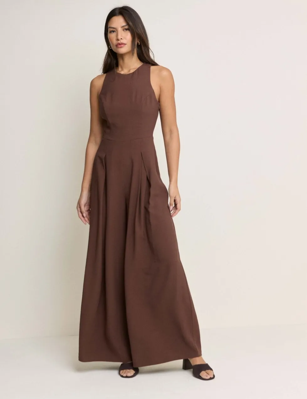 Round Neck Sleeveless Wide Leg Jumpsuit