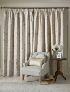 Rowsham Garden Pure Cotton Pencil Pleat Blackout Curtains