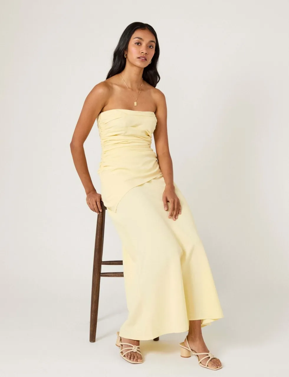 Ruched Fitted Midaxi Column Dress