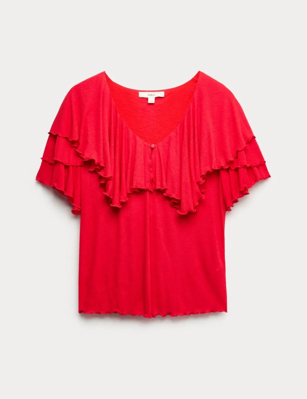 Ruffle Button Detail Relaxed Top