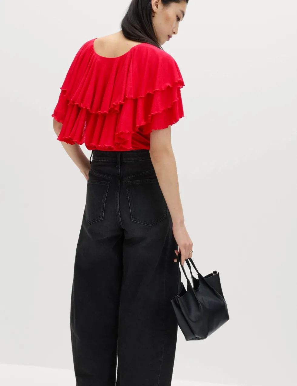 Ruffle Button Detail Relaxed Top