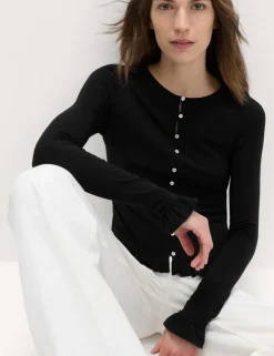 Ruffle Button Through Top