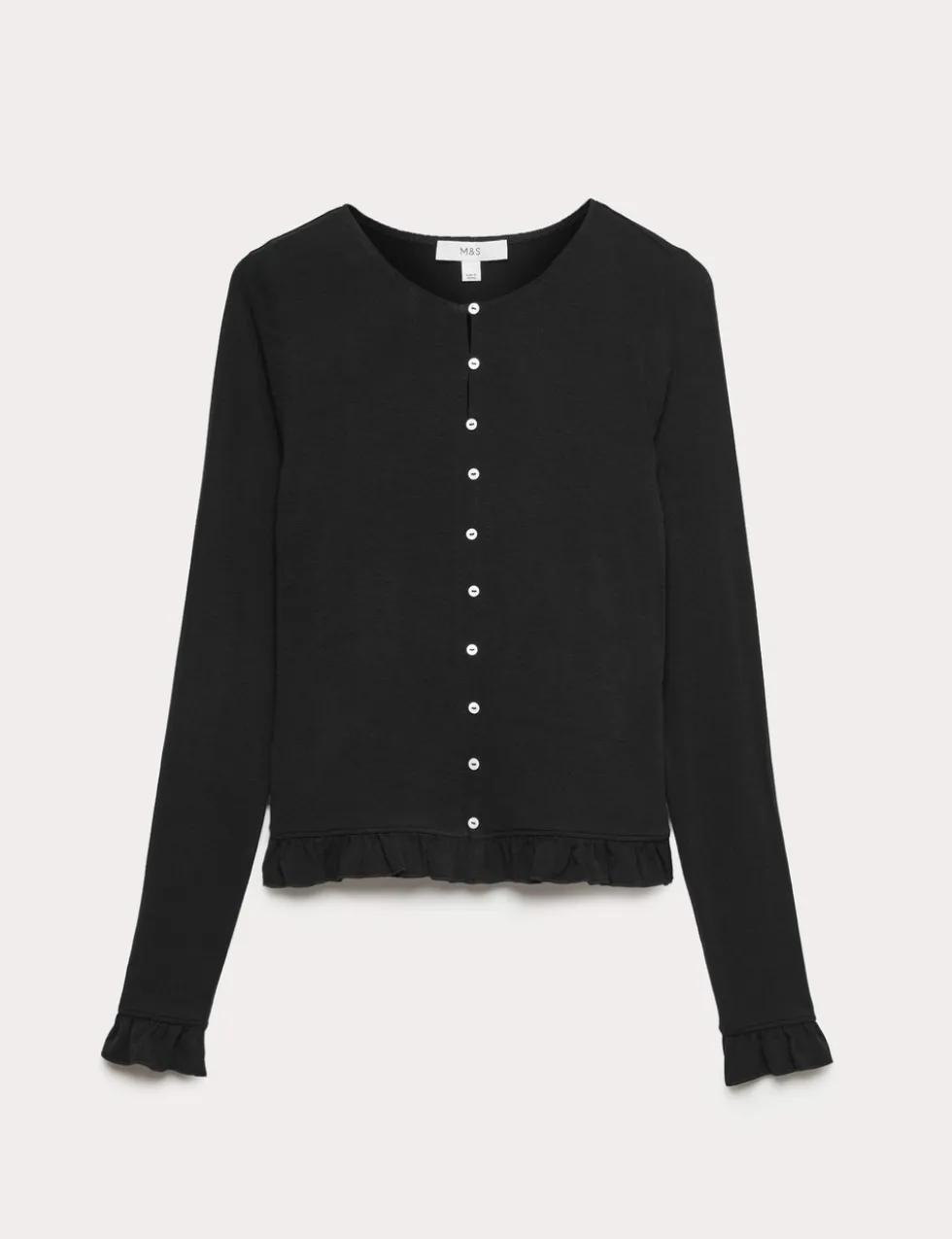 Ruffle Button Through Top