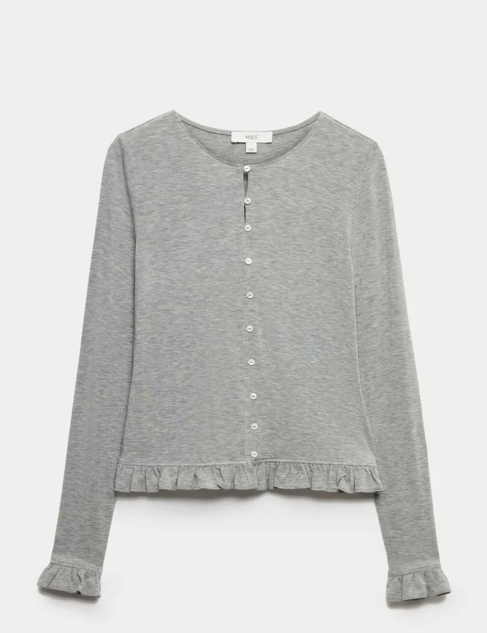 Ruffle Button Through Top