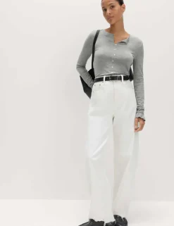 Ruffle Button Through Top