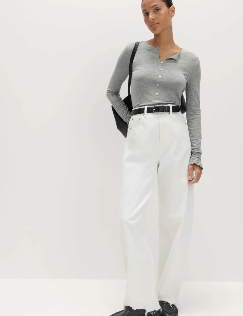 Ruffle Button Through Top