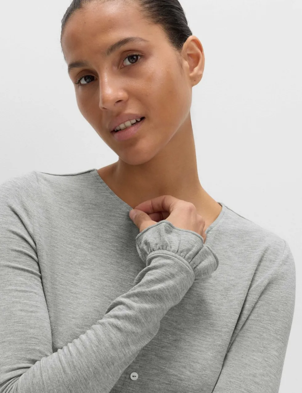 Ruffle Button Through Top