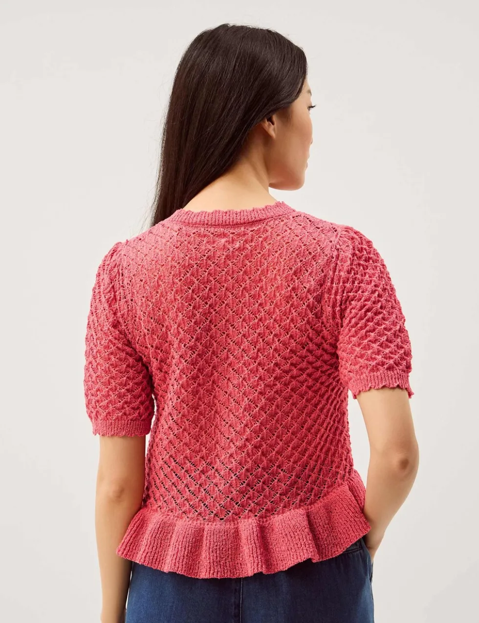 Ruffle Knit Textured Button Front Cardigan