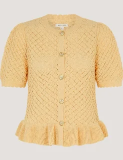 Ruffle Knit Textured Button Front Cardigan