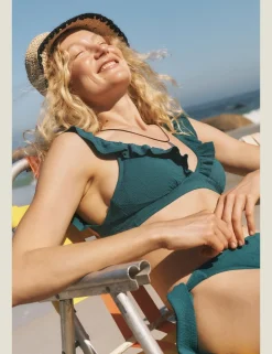 Ruffle V-Neck Bikini Top