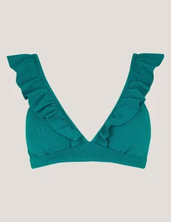 Ruffle V-Neck Bikini Top