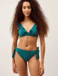 Ruffle V-Neck Bikini Top