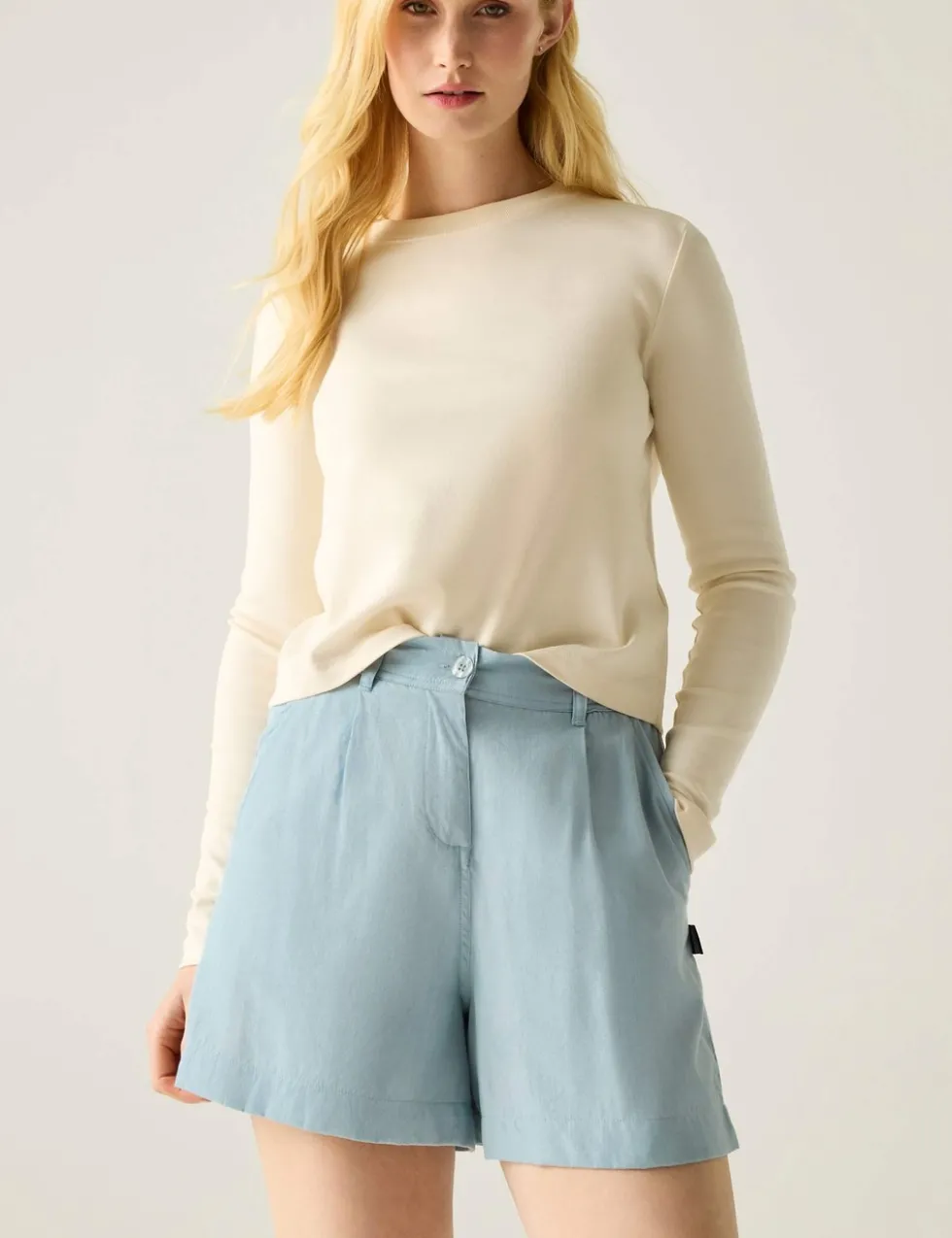 Sabelle Lyocell Blend Pleat Front Shorts