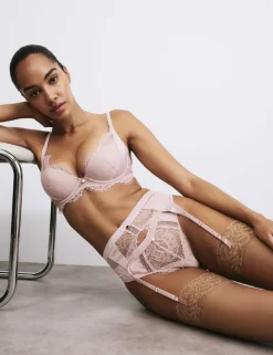 Saffron Satin & Lace Suspender